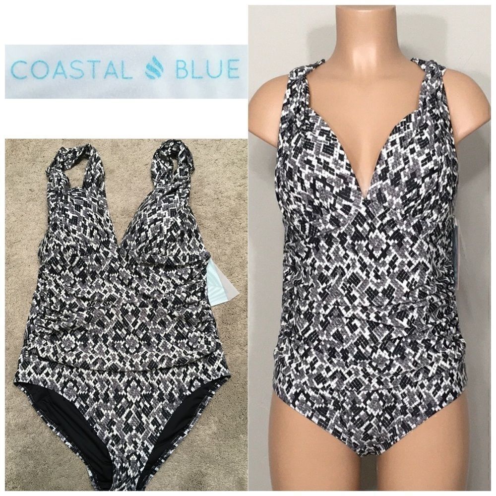 COASTAL BLUE snakeskin tummy control swimsuit. NWT